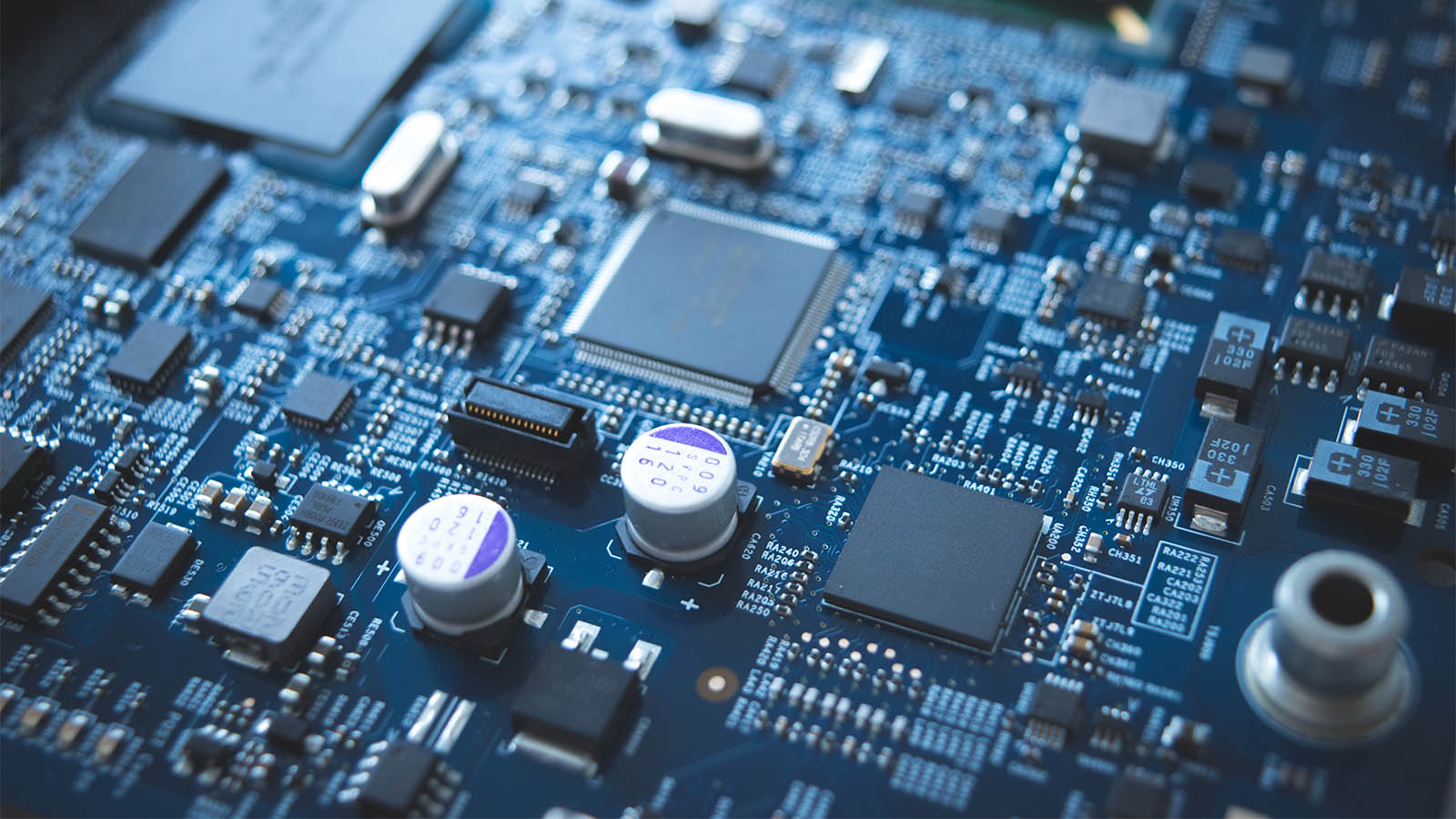 blue printed circuit board